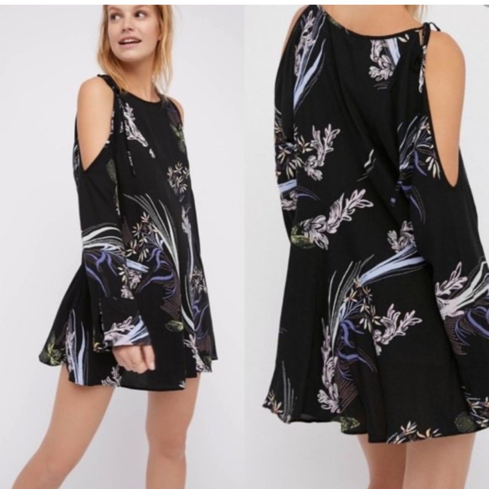 Free People Dress Womens XSmall Clear Skies Cold Shoulder Floral Festival Boho